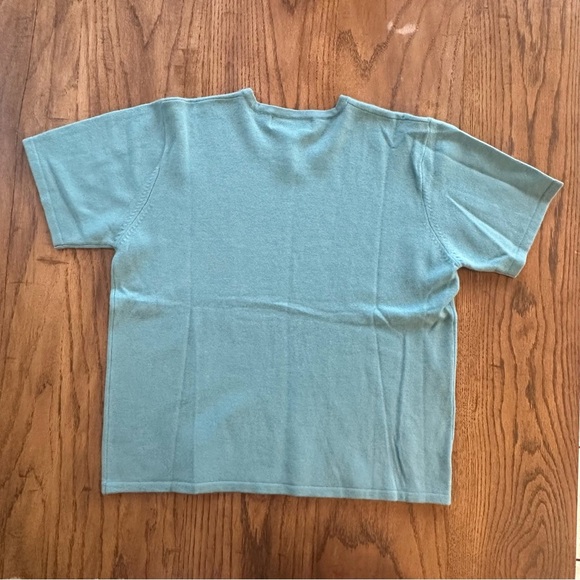 Precious Fibers 100% Cashmere Short Sleeve Top Vintage Blue Size Medium Soft - Picture 6 of 6